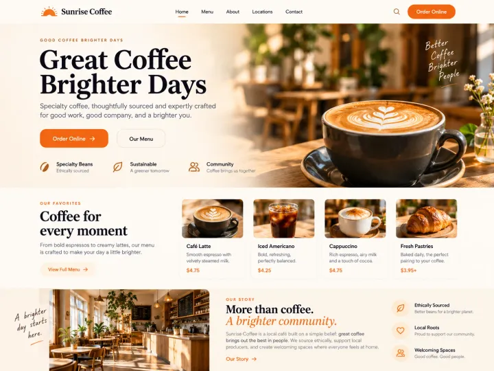 Editorial design with a serif headline and menu favorites