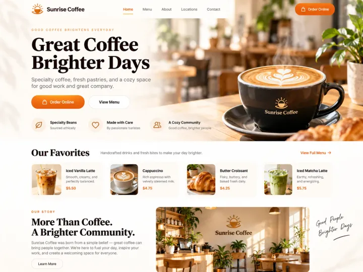 Bright design with a full-width photo hero