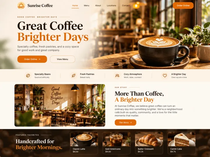 Warm design with a featured favorites strip