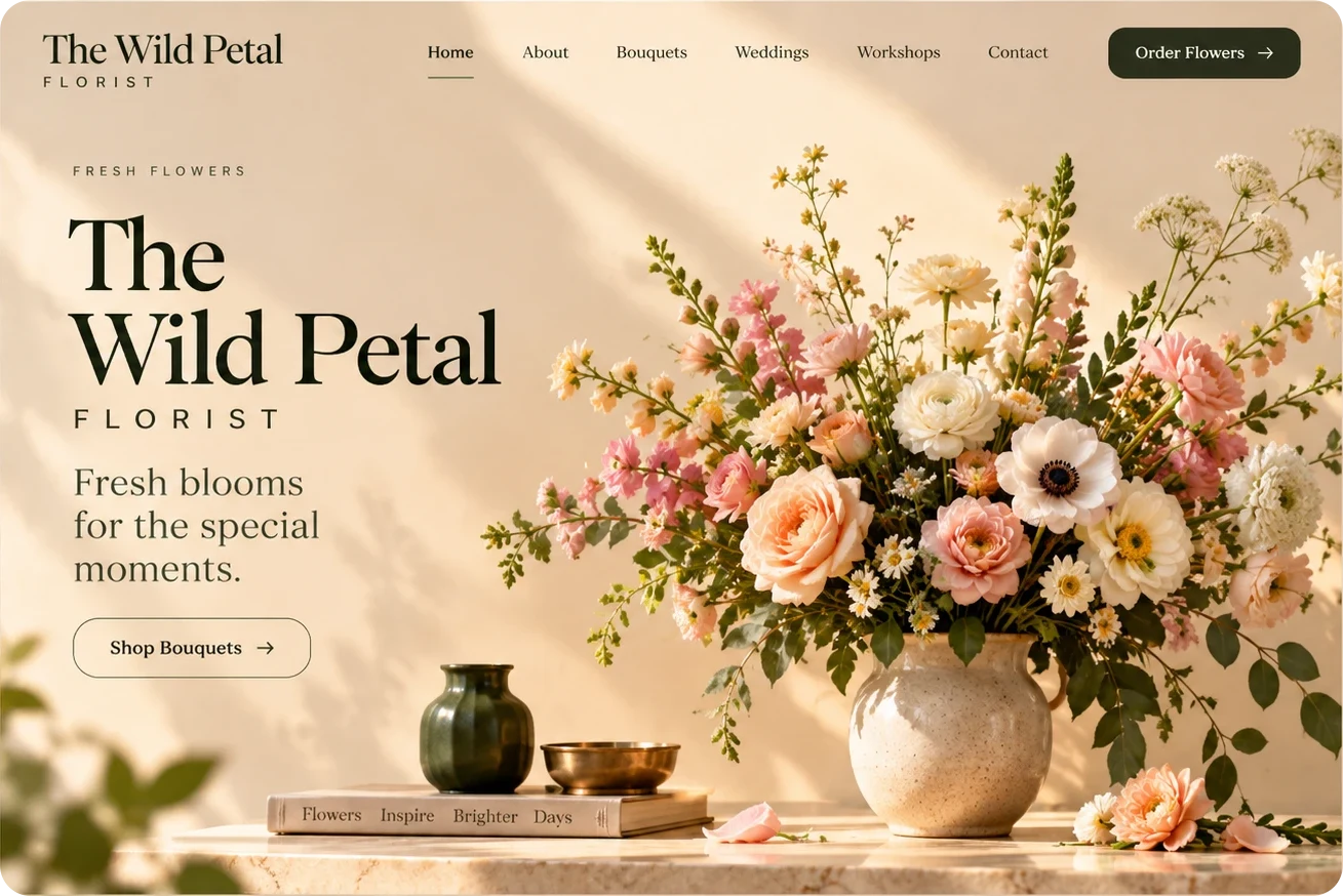 The Wild Petal florist website