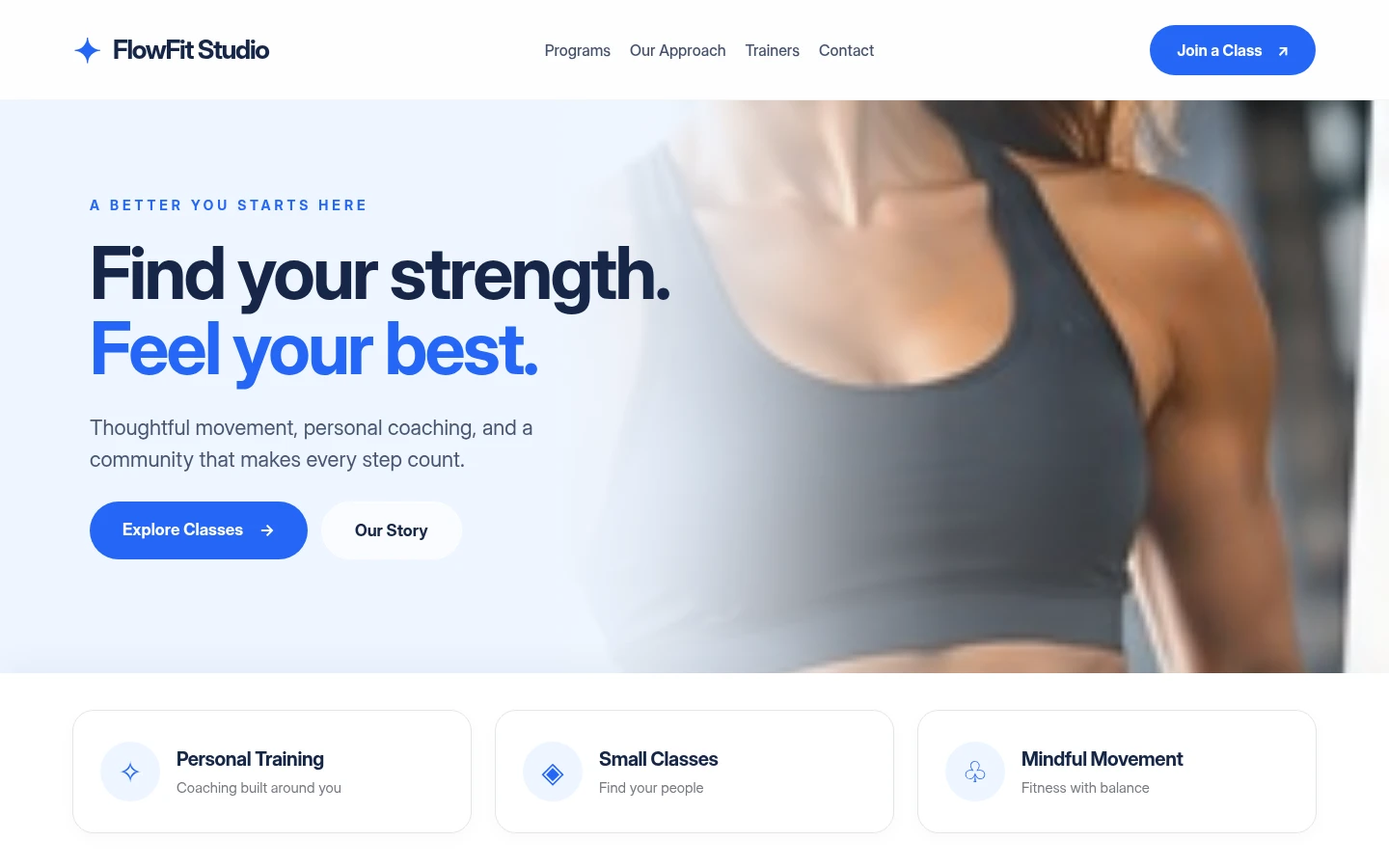 Fitness studio website